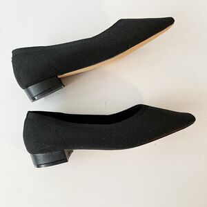 Halston Black Knit Low Heel Squared Pointed Toe Flats Kitten Heels Size‎ 11